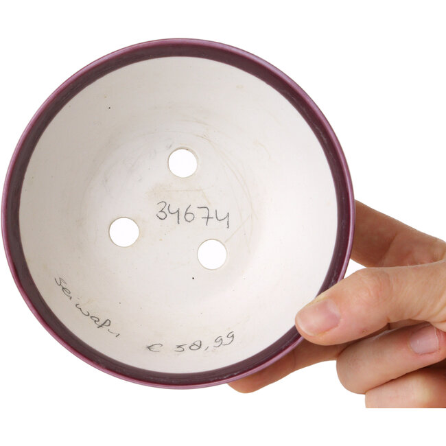 Pot à bonsaï rond violet de Seifu - 140 x 140 x 65 mm