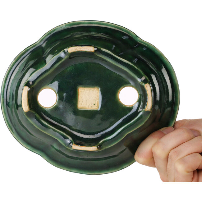 Mokko grüner Bonsaitopf von Seizan - 180 x 155 x 55 mm