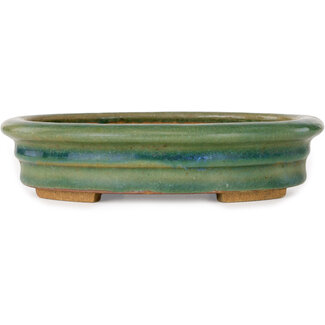 Heian Chikuzan 180 mm  green bonsai pot by Heian Kosen, Kyoto, Japan