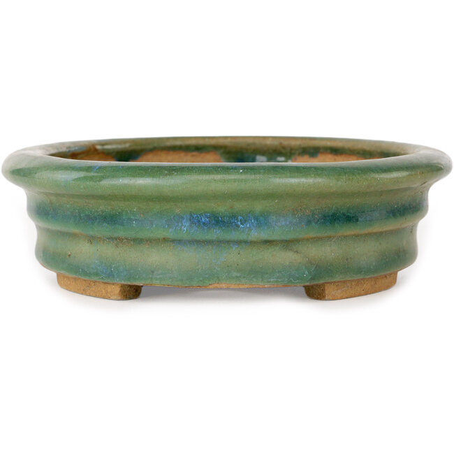 Maceta ovalada para bonsái verde de Heian Kosen - 180 x 150 x 40 mm