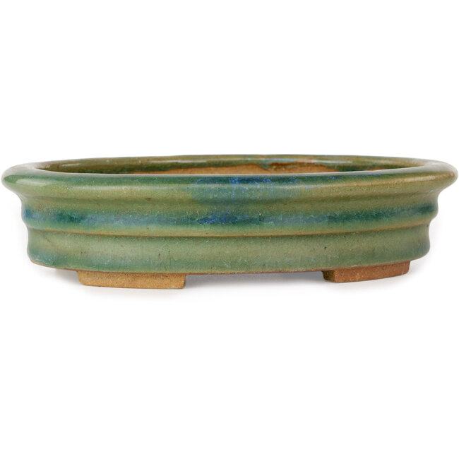 Vaso bonsai ovale verde di Heian Kosen - 180 x 150 x 40 mm