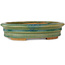 Oval green bonsai pot by Heian Kosen - 180 x 150 x 40 mm