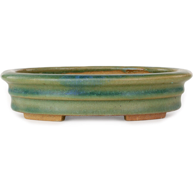 Ovaler grüner Bonsaitopf von Heian Kosen – 180 x 150 x 40 mm