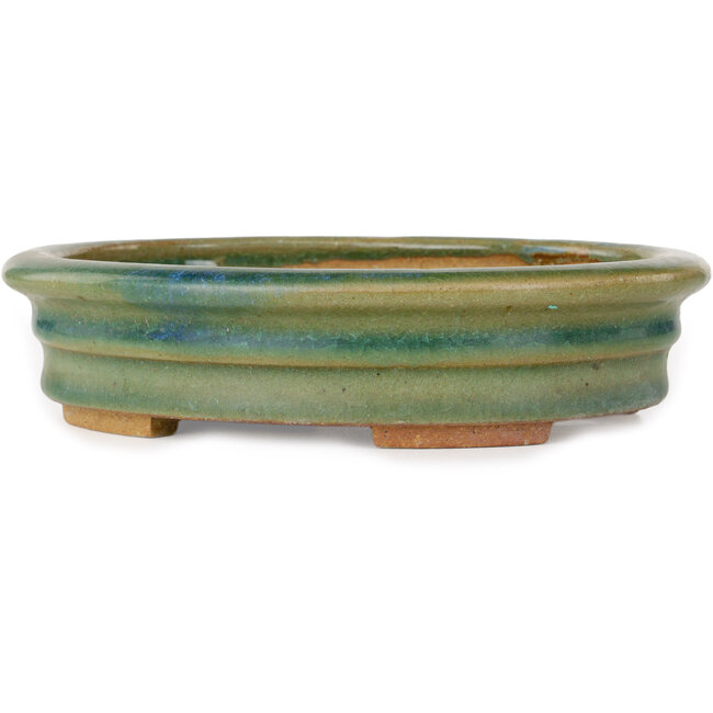 Vaso bonsai ovale verde di Heian Kosen - 180 x 150 x 40 mm