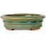 Oval green bonsai pot by Heian Kosen - 180 x 150 x 40 mm