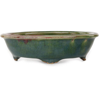 Heian Chikuzan 135 mm  green bonsai pot by Heian Kosen, Kyoto, Japan