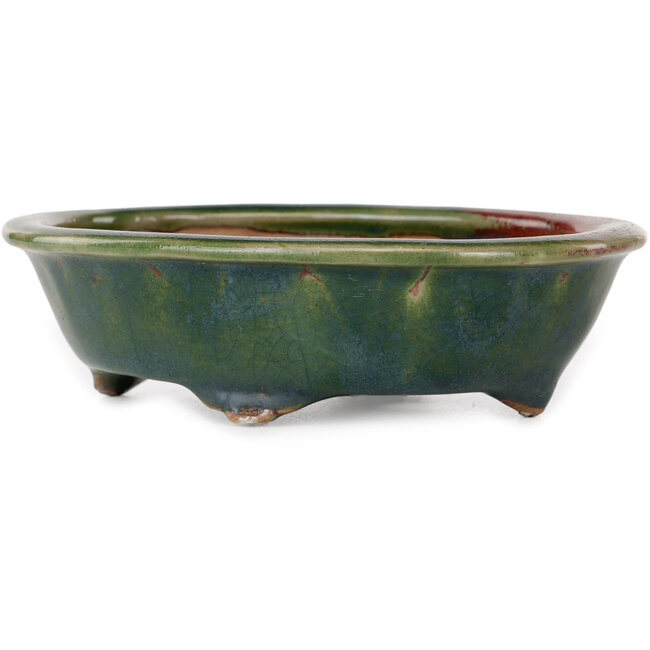 Ovaler grüner Bonsaitopf von Heian Kosen – 135 x 110 x 40 mm