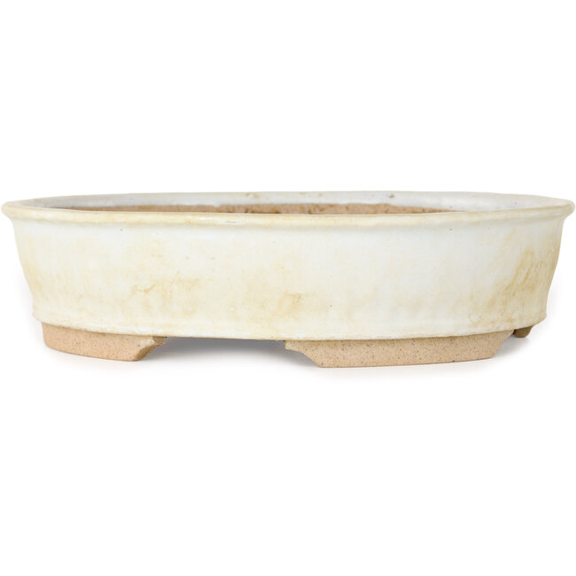 Oval white bonsai pot - 190 x 170 x 45 mm