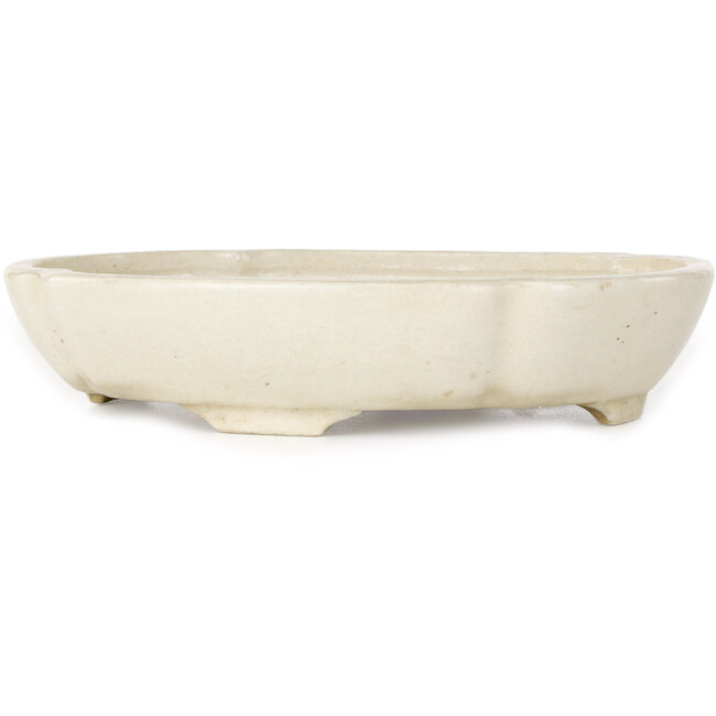 Ovale witte bonsaipot van Haruyoshi - 180 x 155 x 40 mm