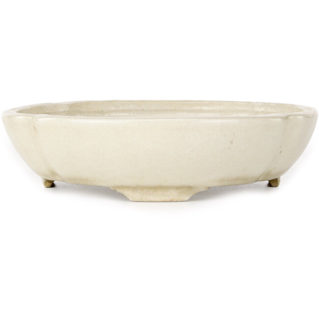 Ovale witte bonsaipot van Haruyoshi - 180 x 155 x 40 mm