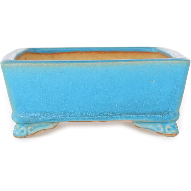 Rectangular blue bonsai pot by Shibakatsu - 182 x 140 x 55 mm