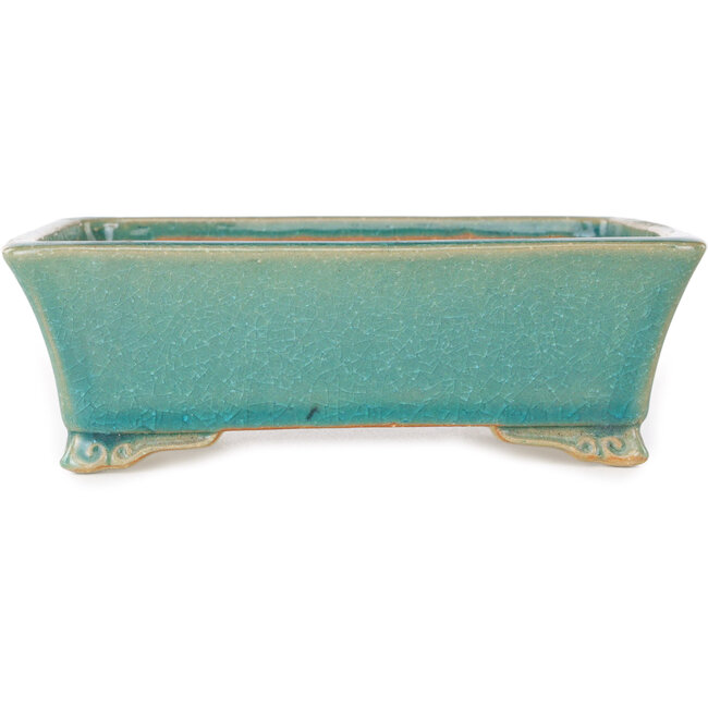 Rectangular blue bonsai pot by Shibakatsu - 185 x 147 x 60 mm