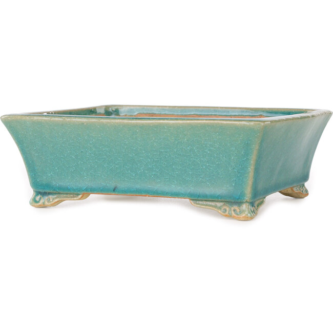 Pot à bonsaï rectangulaire bleu de Shibakatsu - 185 x 147 x 60 mm