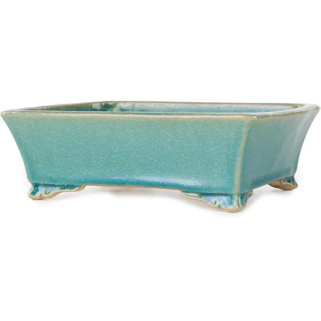 Rechthoekige blauwe bonsaipot van Shibakatsu - 185 x 147 x 60 mm