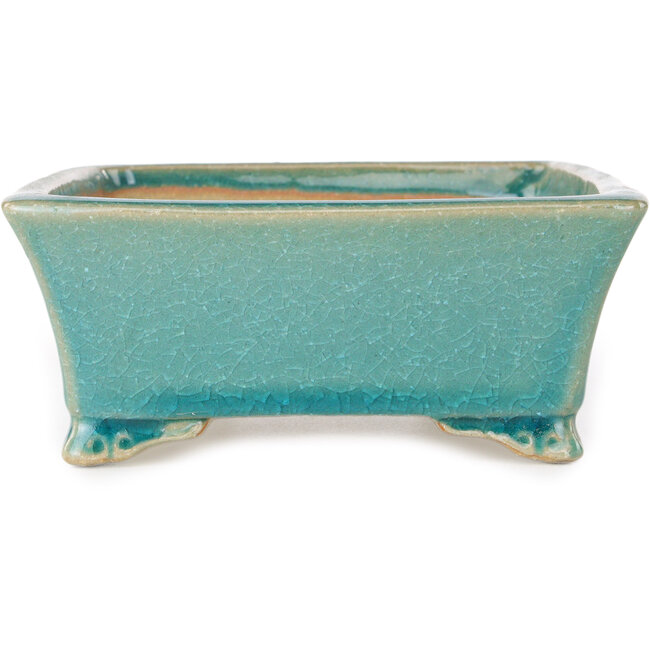 Rectangular blue bonsai pot by Shibakatsu - 185 x 147 x 60 mm
