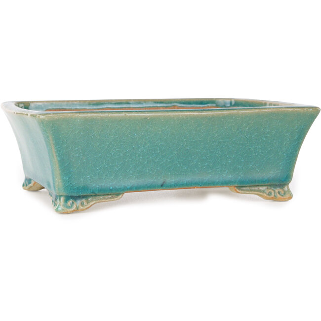 Rectangular blue bonsai pot by Shibakatsu - 185 x 147 x 60 mm