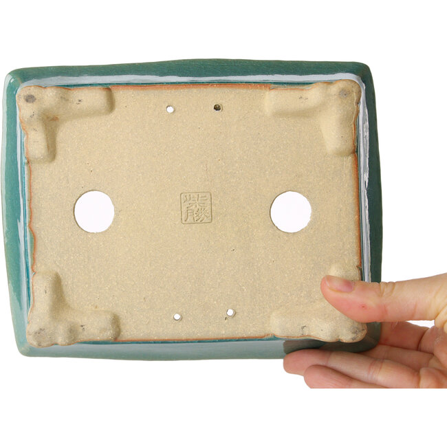 Rectangular blue bonsai pot by Shibakatsu - 185 x 147 x 60 mm
