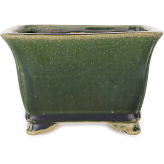  Shibakatsu (Katsuichi Shibata) 150 mm  green bonsai pot by Shibakatsu, Tokoname, Japan