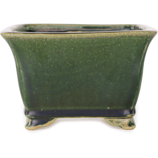 Square green bonsai pot by Shibakatsu - 150 x 147 x 95 mm