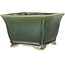 Square green bonsai pot by Shibakatsu - 150 x 147 x 95 mm