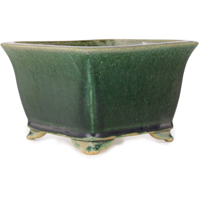 Vaso bonsai quadrato verde di Shibakatsu - 150 x 147 x 95 mm