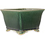 Square green bonsai pot by Shibakatsu - 150 x 147 x 95 mm