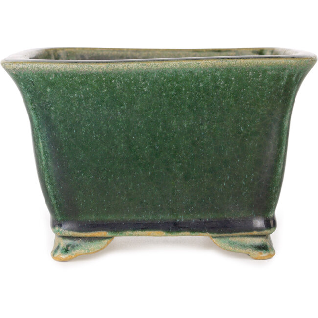 Square green bonsai pot by Shibakatsu - 150 x 147 x 95 mm