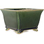 Square green bonsai pot by Shibakatsu - 150 x 147 x 95 mm