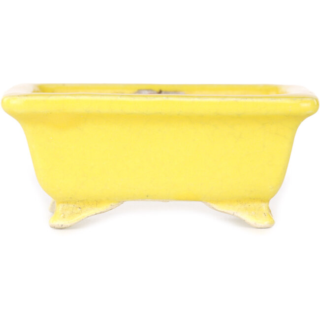Rechthoekige gele bonsaipot van Shibakatsu - 87 x 70 x 38 mm