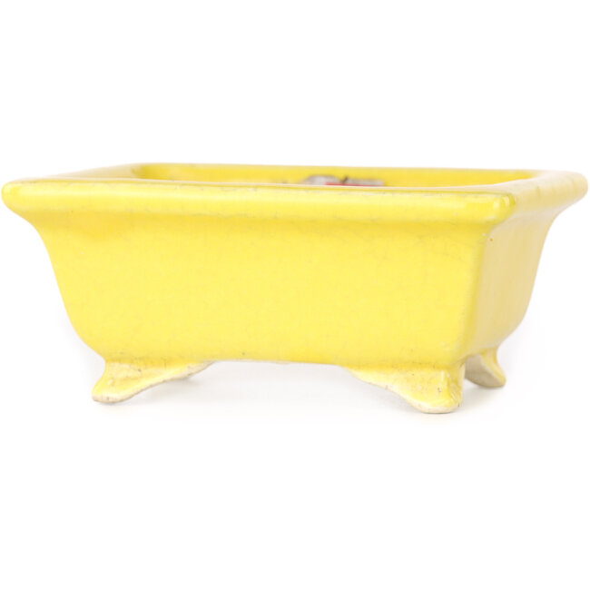 Maceta rectangular amarilla para bonsái de Shibakatsu - 87 x 70 x 38 mm