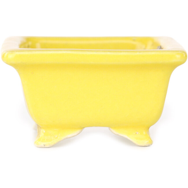 Maceta rectangular amarilla para bonsái de Shibakatsu - 87 x 70 x 38 mm