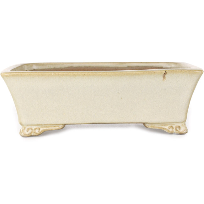 Rectangular beige bonsai pot by Shibakatsu - 185 x 145 x 58 mm