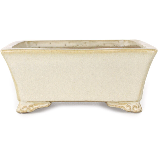 Maceta rectangular beige para bonsái de Shibakatsu - 185 x 145 x 58 mm