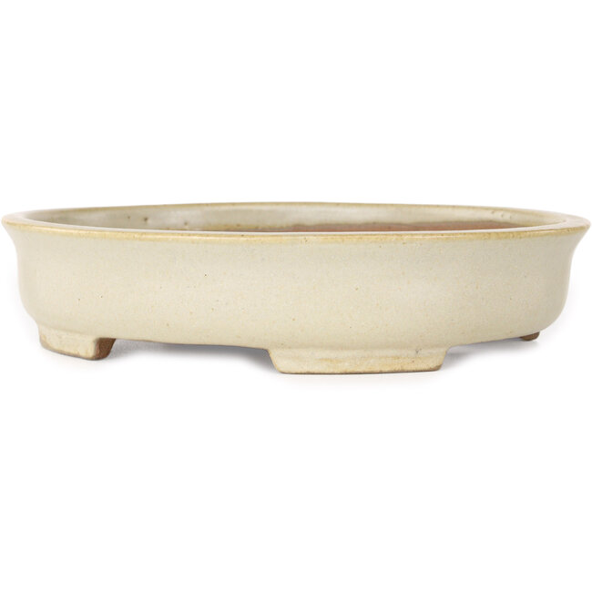 Ovale beige bonsaipot van Shibakatsu - 210 x 180 x 45 mm