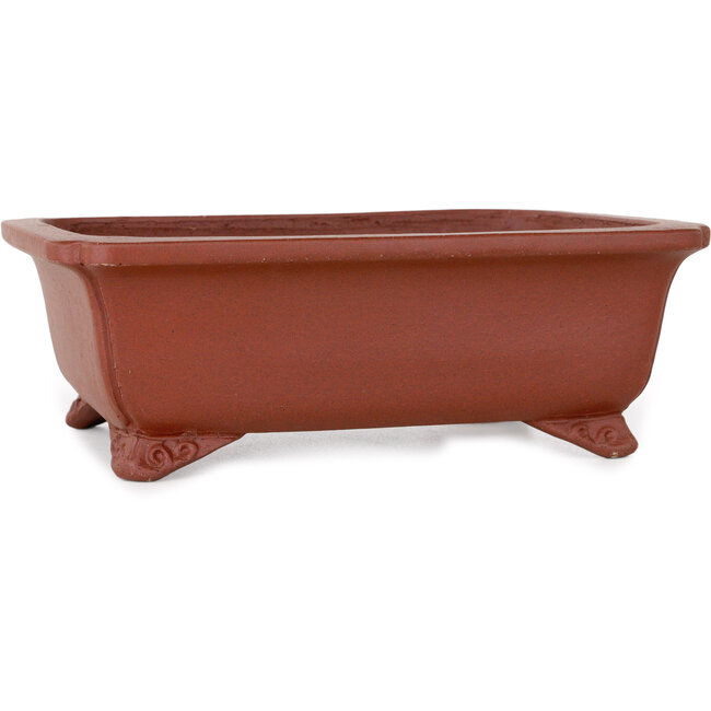 Rechthoekige ongeglazuurde bonsaipot van Shibakatsu - 185 x 152 x 65 mm