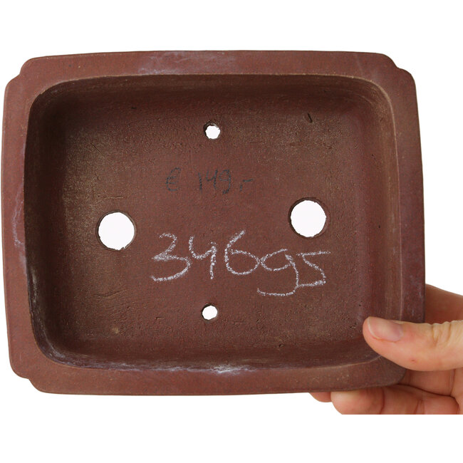 Rectangular unglazed bonsai pot by Shibakatsu - 160 x 130 x 50 mm