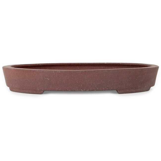 Ovale ongeglazuurde bonsaipot van Hattori - 225 x 170 x 32 mm
