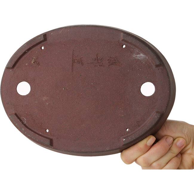 Ovale ongeglazuurde bonsaipot van Hattori - 225 x 170 x 32 mm