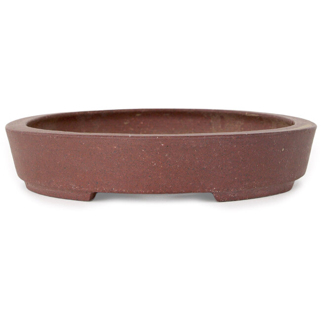 Oval unglazed bonsai pot by Hattori - 225 x 170 x 32 mm