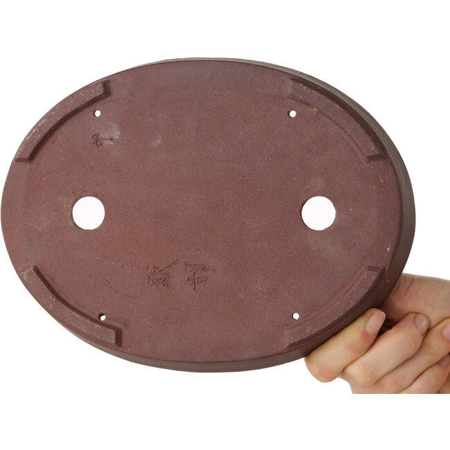 Ovale ongeglazuurde bonsaipot van Hattori - 225 x 170 x 32 mm
