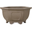 Hexagonal unglazed bonsai pot - 125 x 125 x 60 mm