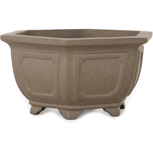 Hexagonal unglazed bonsai pot - 125 x 125 x 60 mm