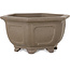 Hexagonal unglazed bonsai pot - 125 x 125 x 60 mm