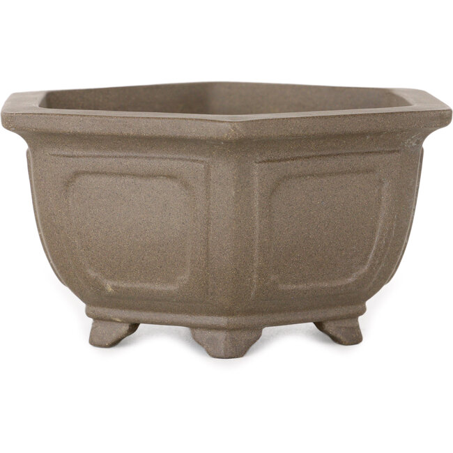 Hexagonal unglazed bonsai pot - 125 x 125 x 60 mm