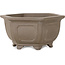 Hexagonal unglazed bonsai pot - 125 x 125 x 60 mm
