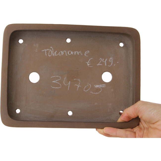 Maceta rectangular sin esmaltar para bonsái - 243 x 180 x 30 mm