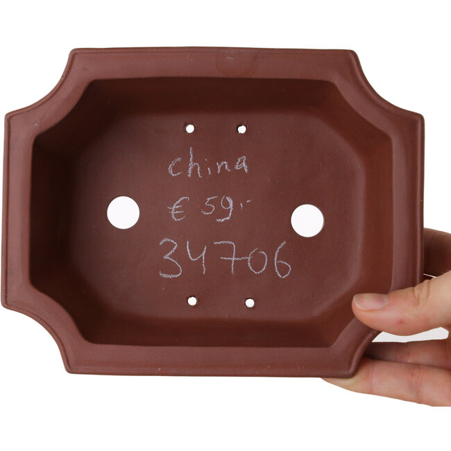 Maceta rectangular sin esmaltar para bonsái - 165 x 130 x 48 mm