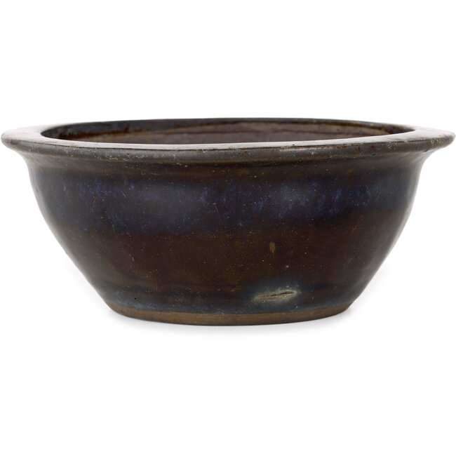 Pot à bonsaï rond bleu et marron - 158 x 158 x 65 mm