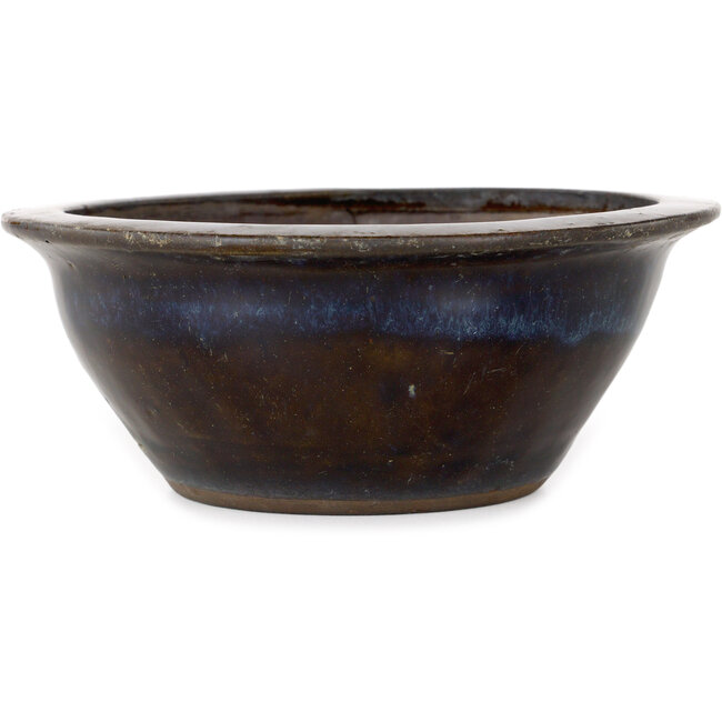 Pot à bonsaï rond bleu et marron - 158 x 158 x 65 mm