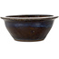Round blue and brown bonsai pot - 158 x 158 x 65 mm